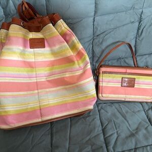 Set of Two - Coach Drawstring Backpack & Zipper Wristlet